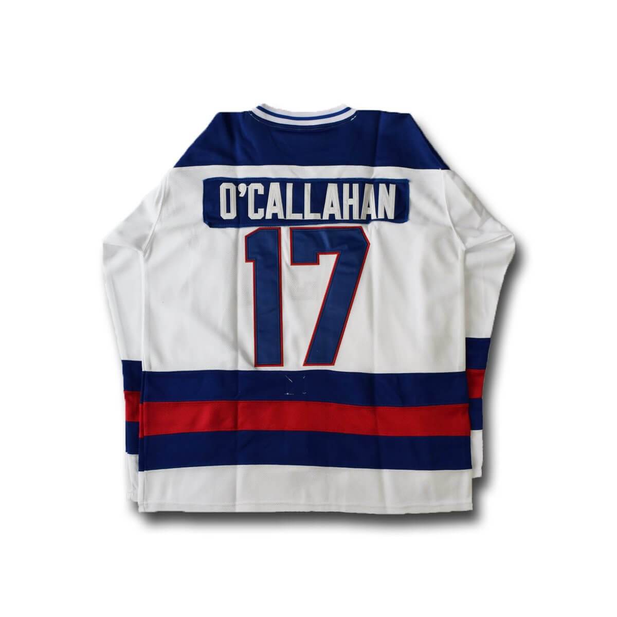 1980 Miracle On Ice Jack O'Callahan 17 USA Hockey Jersey White Blue
