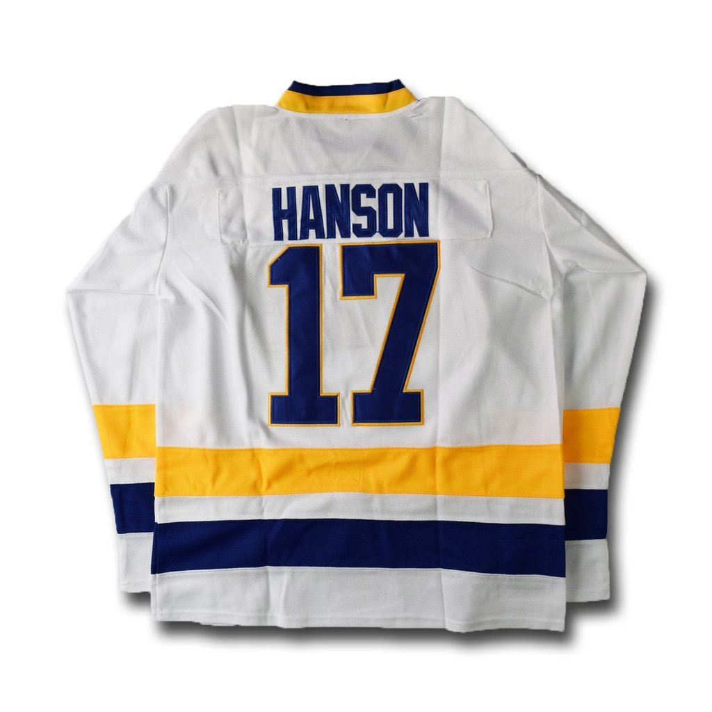 Slap Shot Steve Hanson 17 Charlestown Chiefs Hockey Jersey Blue Stitched