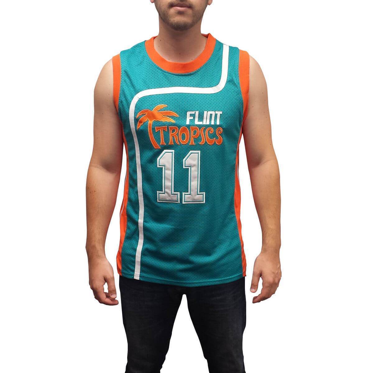 Flint Tropics Ed Monix Basketball Jersey #11 Stitched Green/White - Jersey Champs